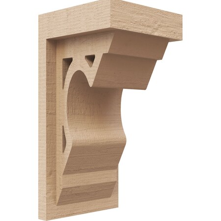 Ekena Millwork 4"W x 4"D x 8"H Wide Sheridan Rough Cedar Woodgrain TimberThane Corbel, Primed Tan CORUR04X04X08SHERCPR